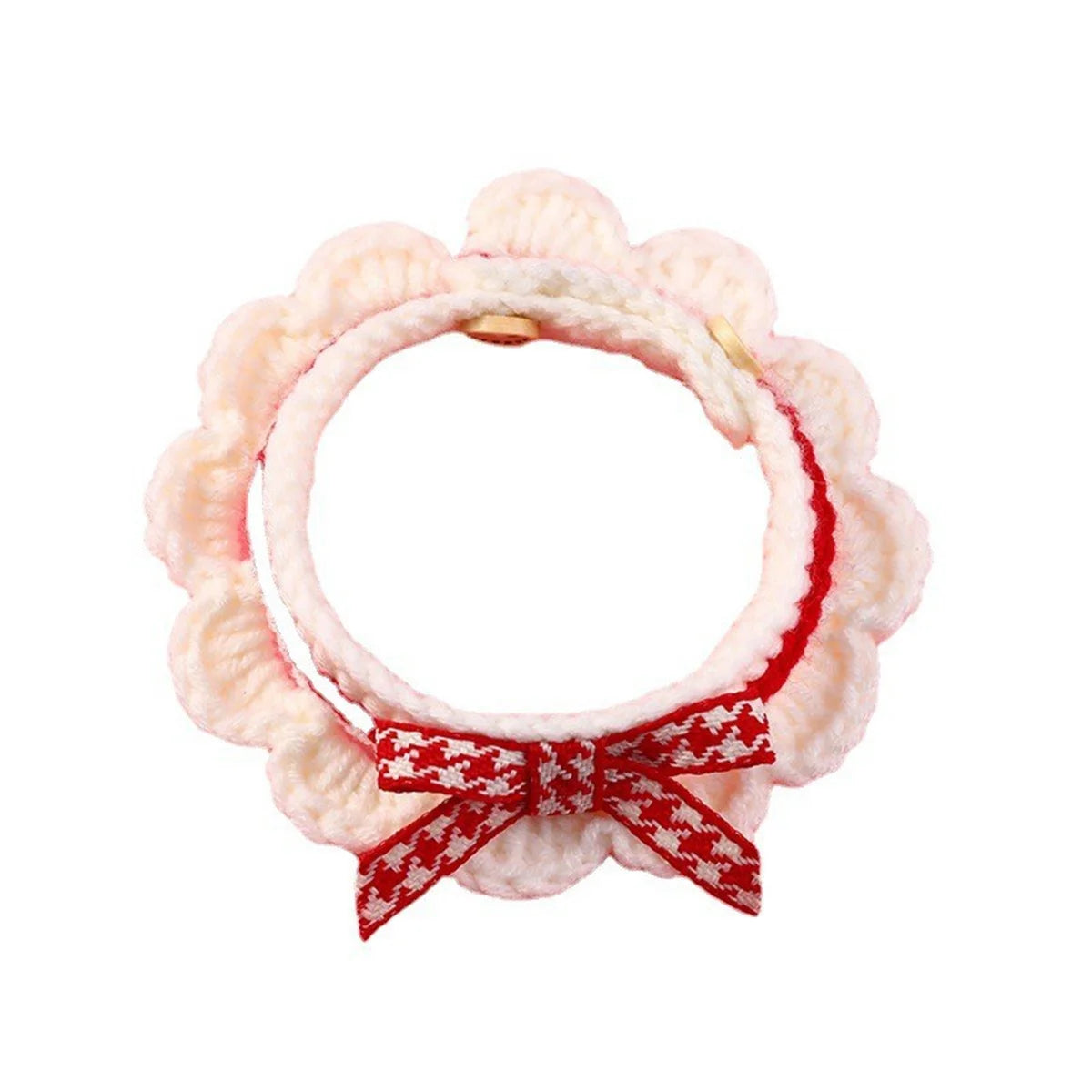 Adjustable Hand Knitted Bow Knot Collar for Puppy and Kitten