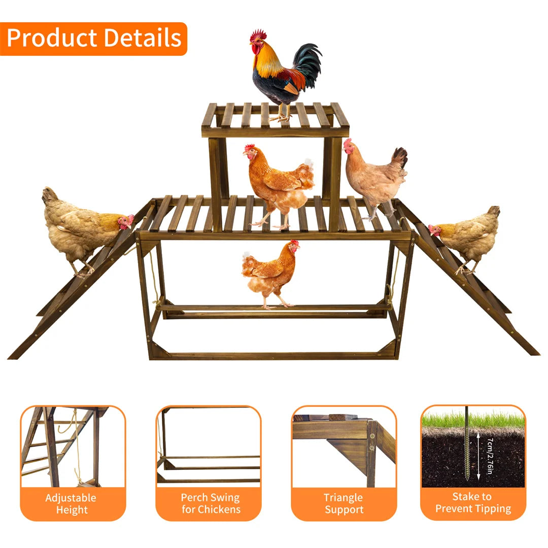 Solid Pine Wood Chicken Perch Swing With Roosting Bars