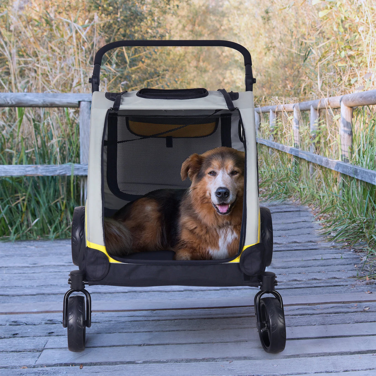 Portable Foldable Dog Stroller With Four Wheels For Pet Travel