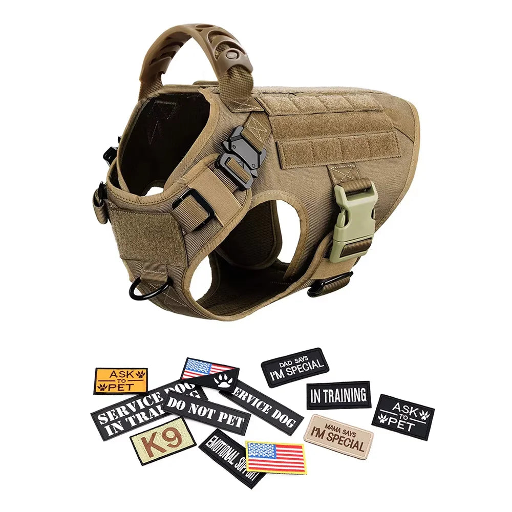 Petravel Padded Tactical Dog Harness Vest Set With Leash