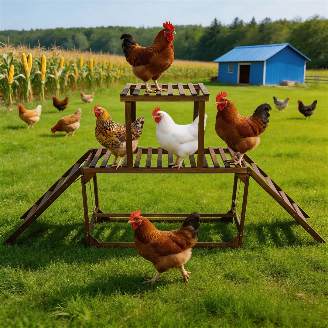 Solid Pine Wood Chicken Perch Swing With Roosting Bars