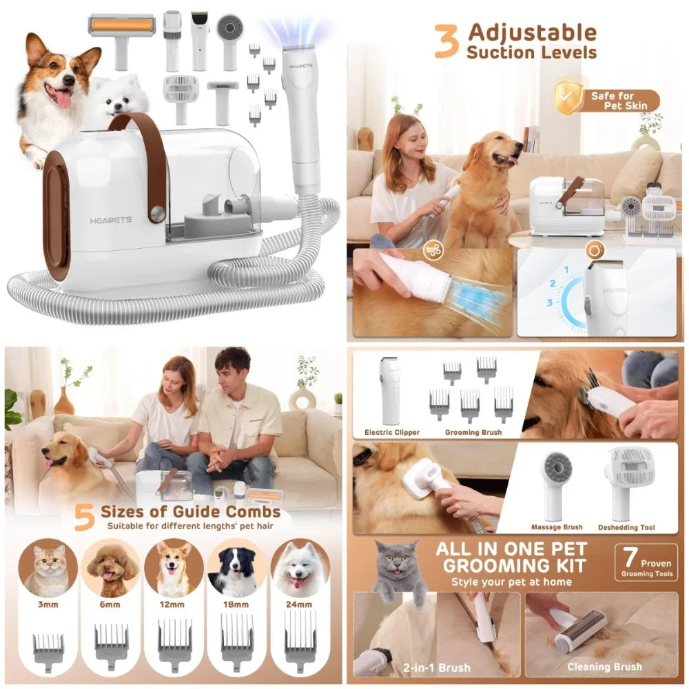 XMSJ Dog Grooming Vacuum Kit With Clippers For Pet Care