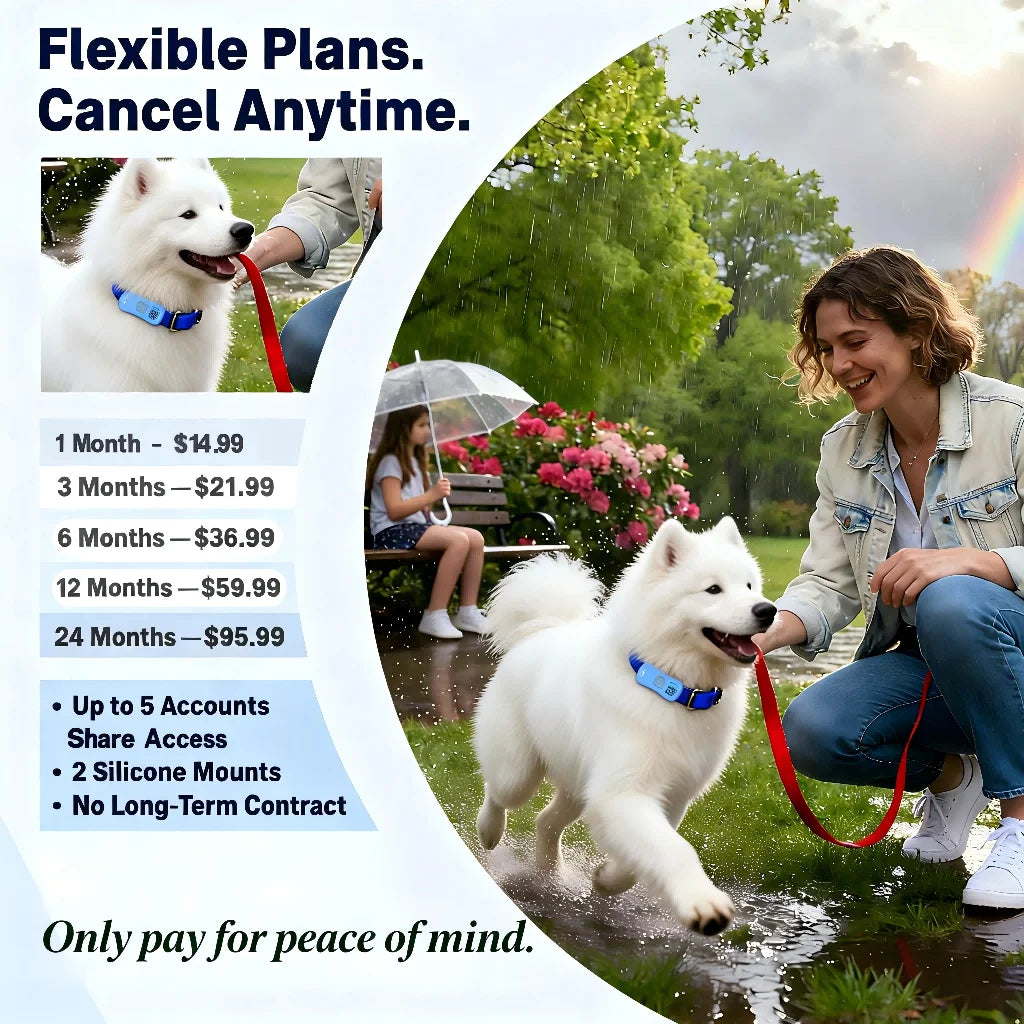 Wanwaytech 4G LTE GPS Pet Tracker Dogs Cats QR Locator