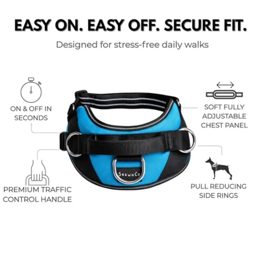 Adjustable Padded Dog Harness With Reflective Three Clip Buckles