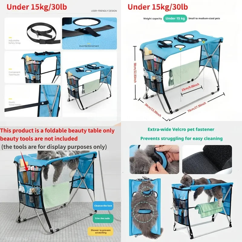 Stainless Steel Foldable Pet Grooming Hammock Stand