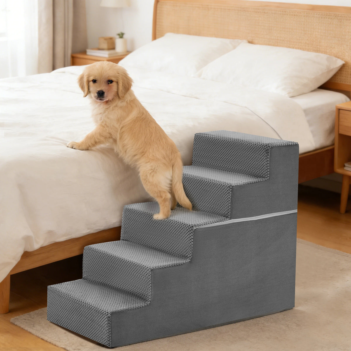 Non Slip Right Angled Foam Dog Stair Ramp Indoor