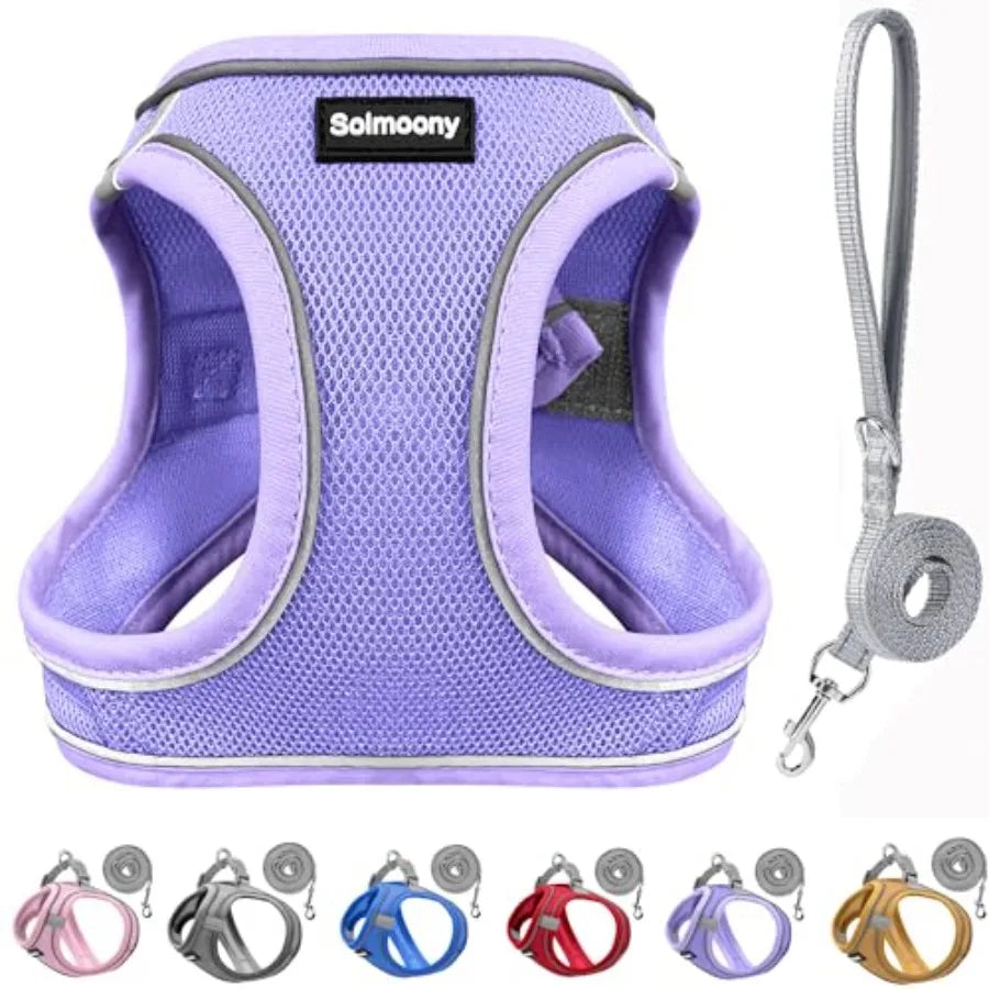 Sparkly Soft Step In Reflective Breathable Puppy Harness With Leash
