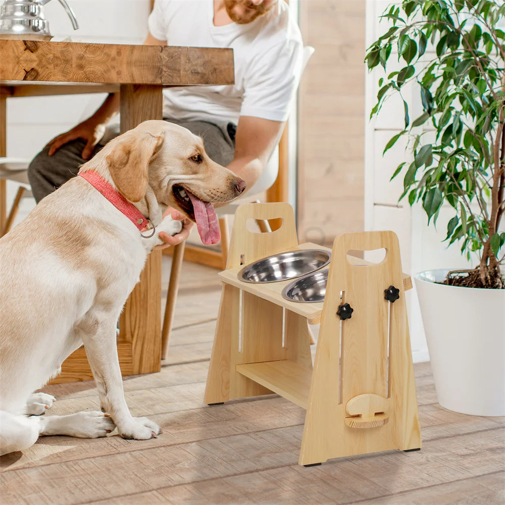 Height Adjustable Raised Stainless Steel Dog Bowl Stand