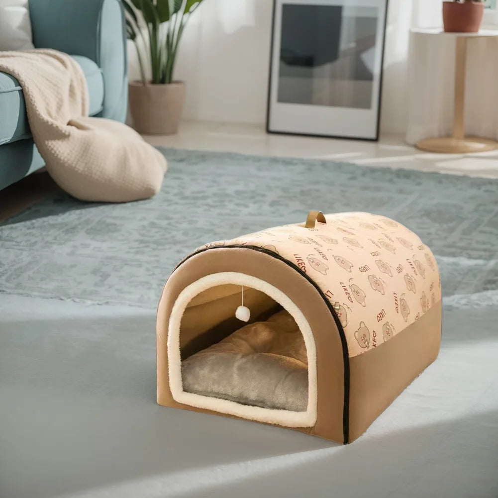 Washable Detachable Velvet Cave Bed House For Dogs And Cats
