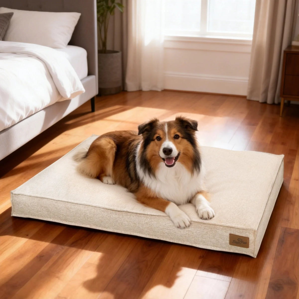 Bingopaw Waterproof Foam Dog Crate Bed With Linen Cover