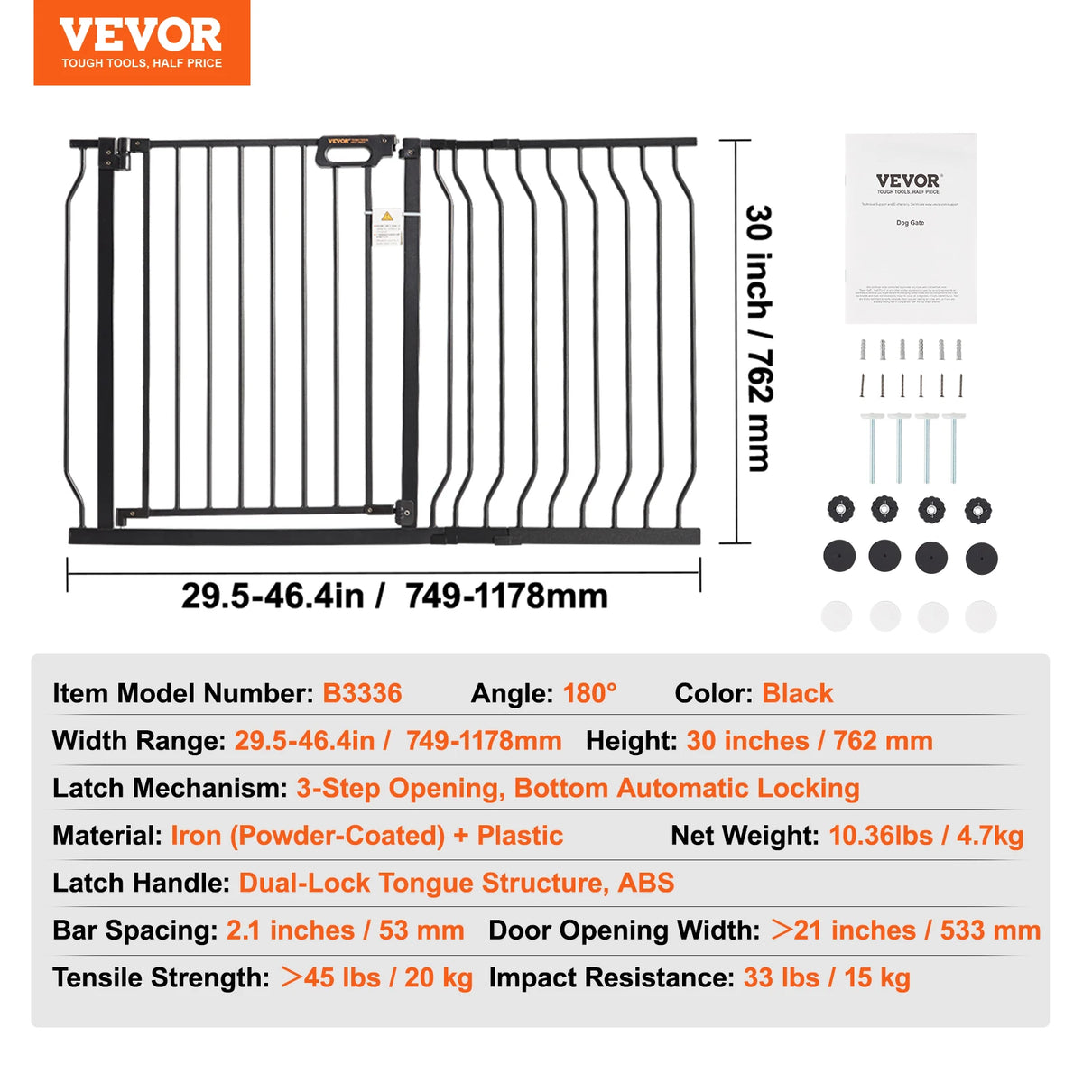 SucceBuy Pressure Mount Easy Step Baby Pet Safety Gate
