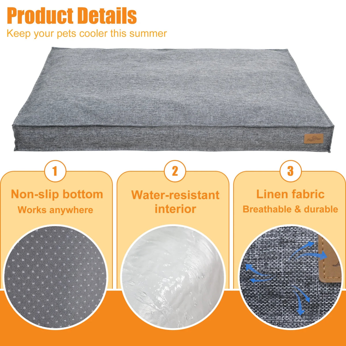 Bingopaw Waterproof Foam Dog Crate Bed With Linen Cover