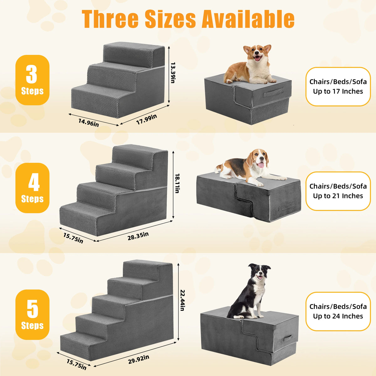 Non Slip Right Angled Foam Dog Stair Ramp Indoor