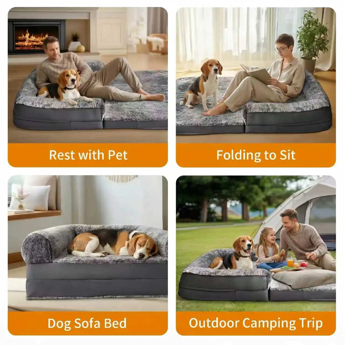Bingopaw Orthopedic Pet Floor Bed With Washable Cover And Handles