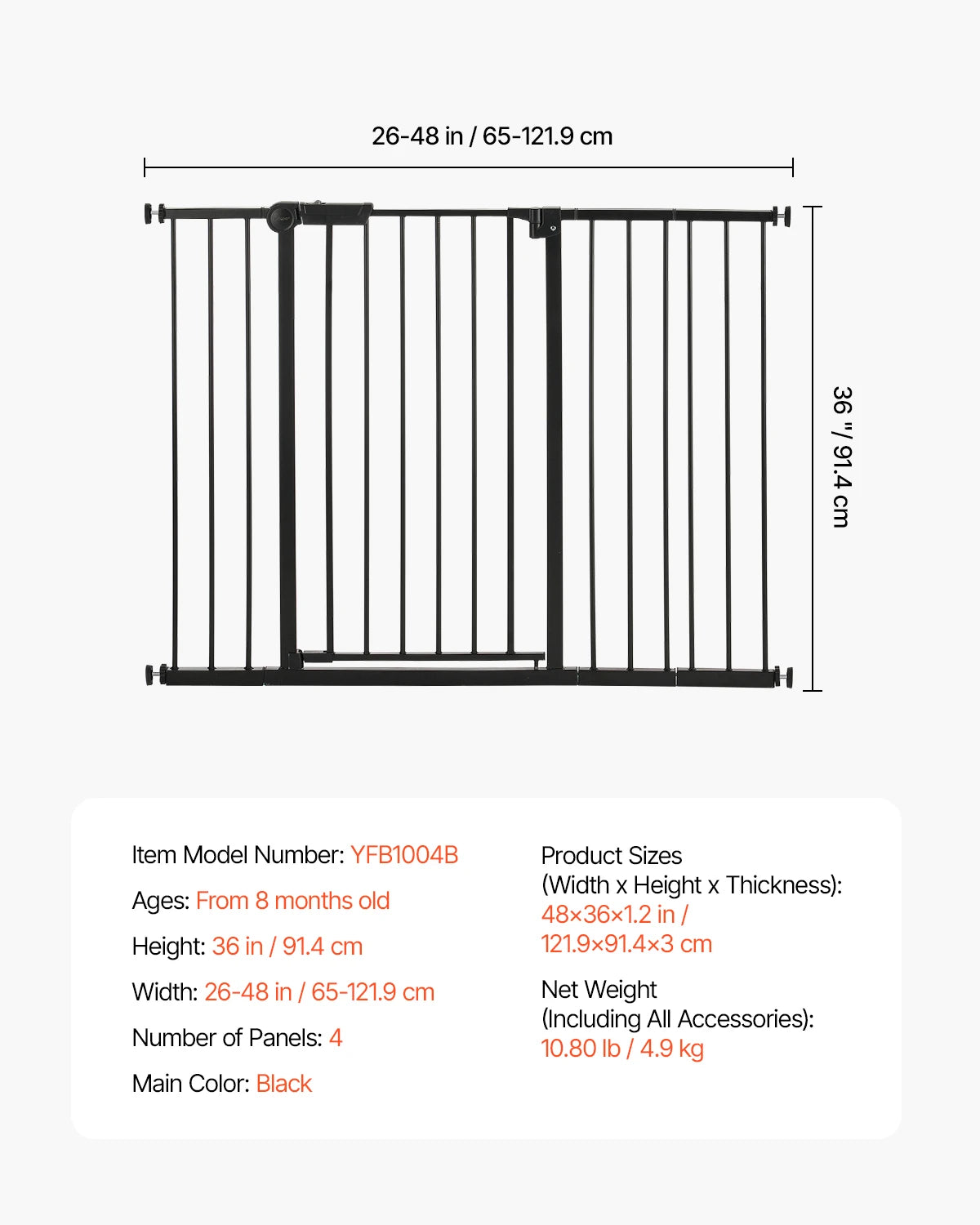 SucceBuy Pressure Mount Easy Step Baby Pet Safety Gate