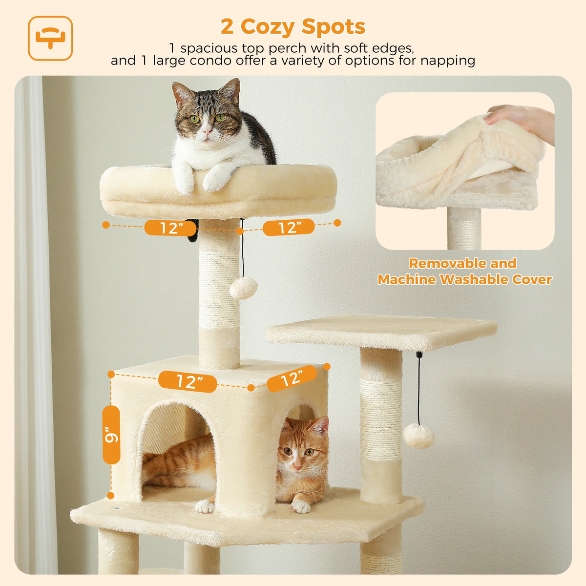 PAWZ Road Indoor Cat Tree Tower With Hammock And Scratch Posts