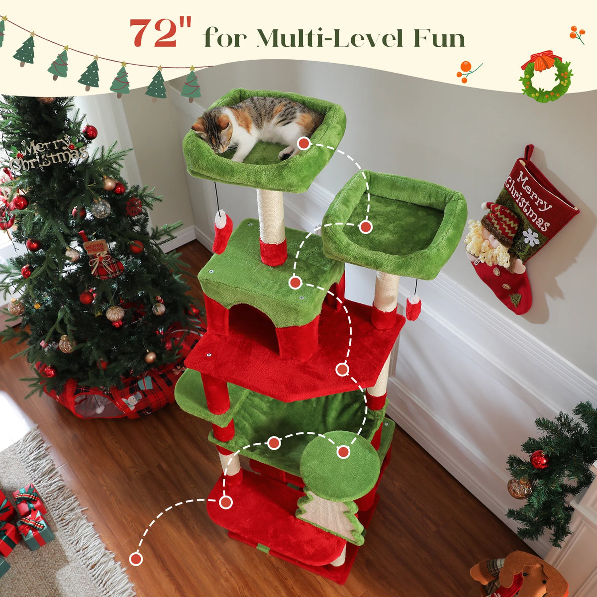 PAWZ Road Indoor Cat Tree Tower With Hammock And Scratch Posts