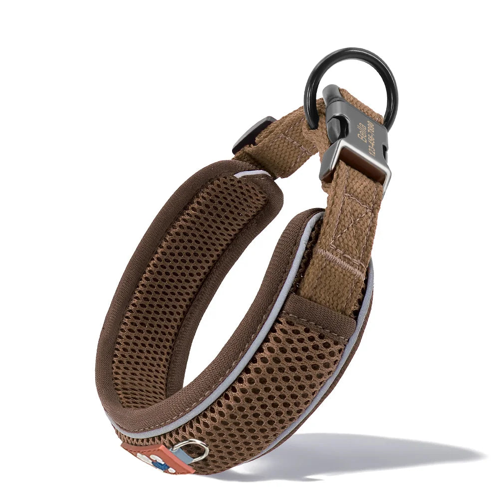 Personalized Reflective Mesh Dog Collar Featuring Padded Comfort