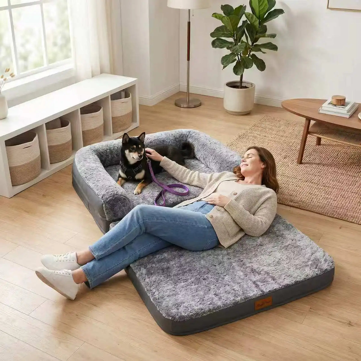 Bingopaw Orthopedic Pet Floor Bed With Washable Cover And Handles