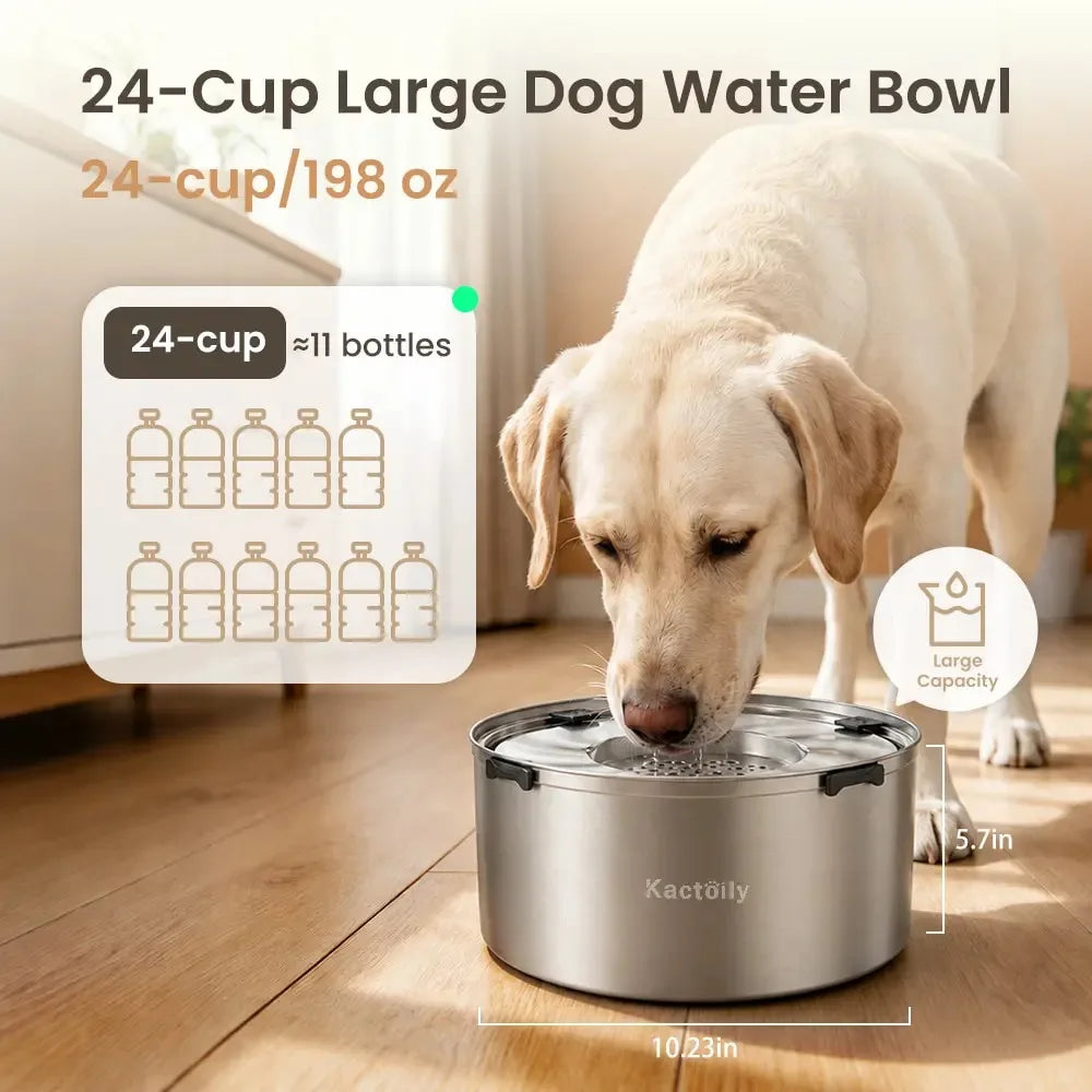 Kactoily Stainless Steel Non Spill Floating Disk Dog Water Bowl