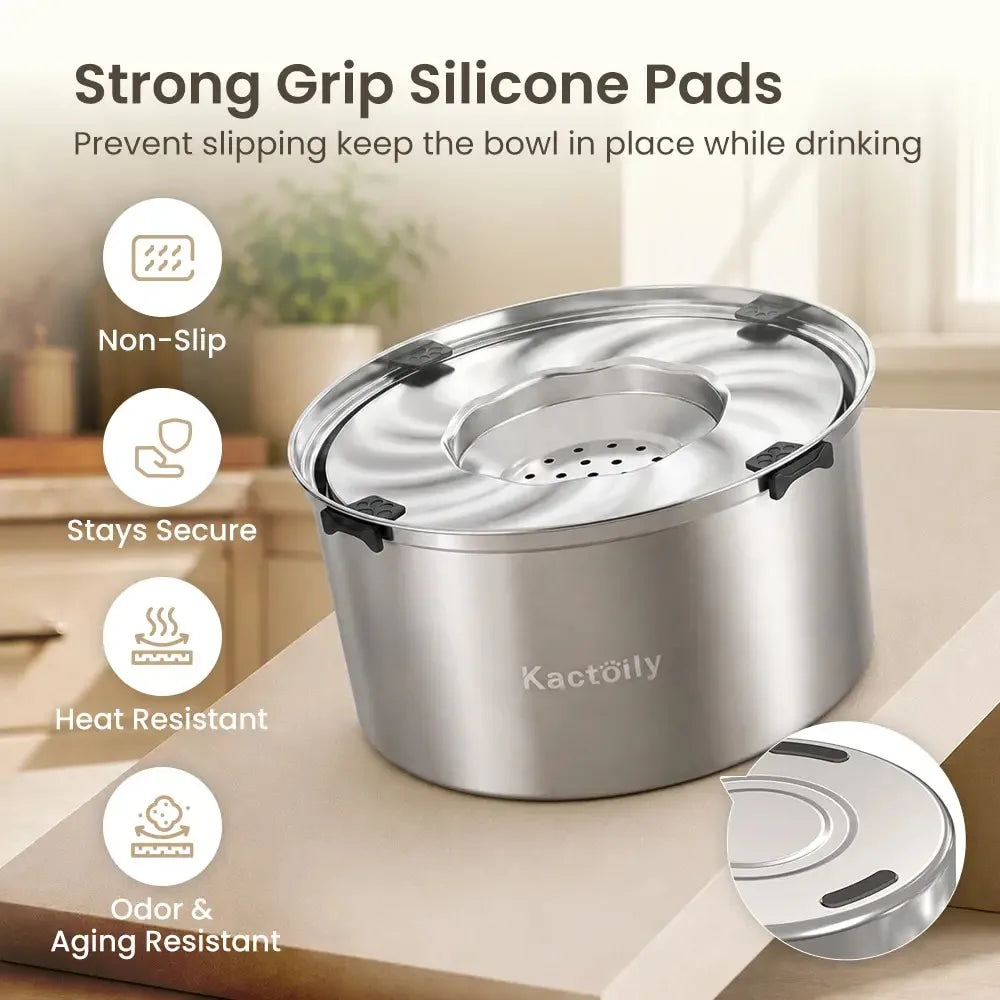 Kactoily Stainless Steel Non Spill Floating Disk Dog Water Bowl