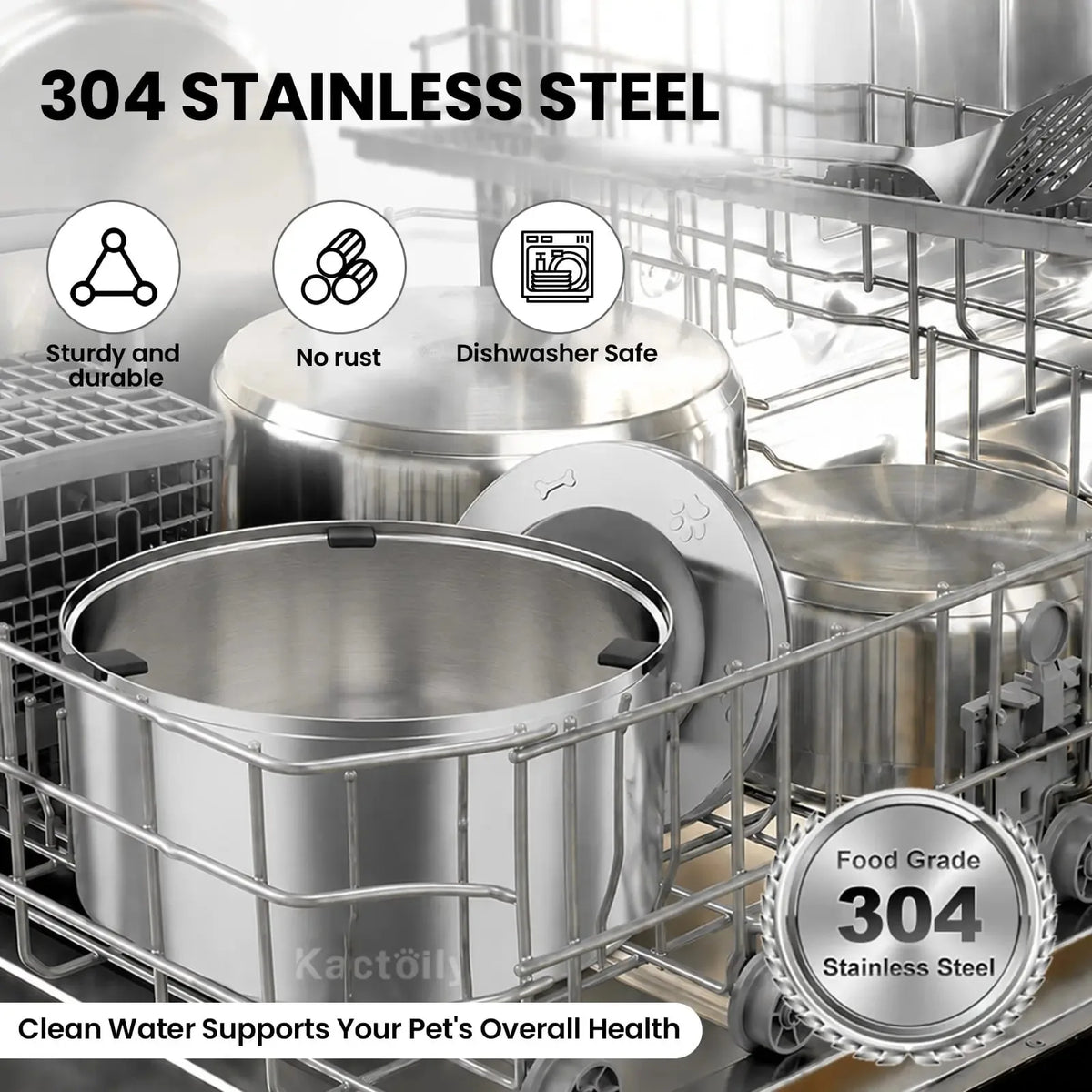 Kactoily Stainless Steel Slow Drinking Dog Water Bowl