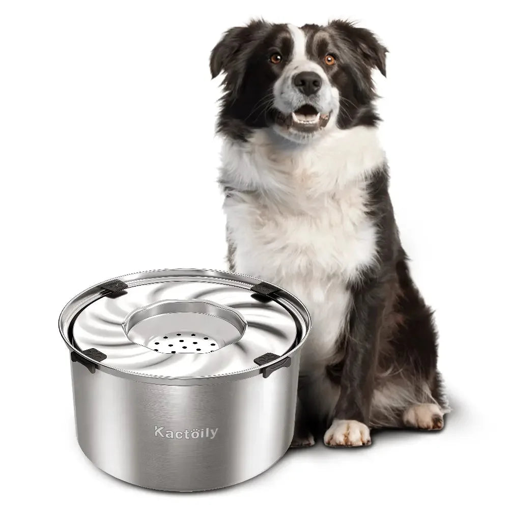 Kactoily Stainless Steel Non Spill Floating Disk Dog Water Bowl
