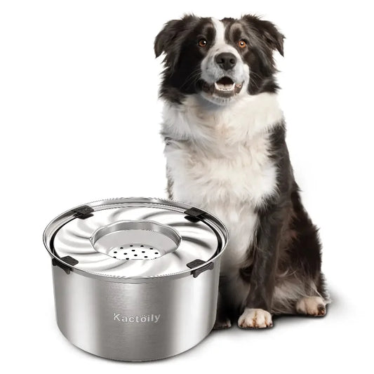 Kactoily Stainless Steel Non Spill Floating Disk Dog Water Bowl