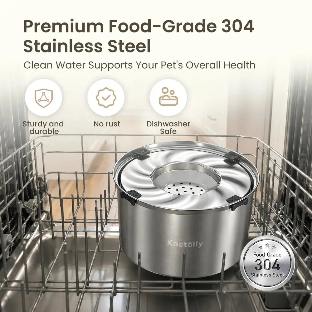 Kactoily Stainless Steel Non Spill Floating Disk Dog Water Bowl