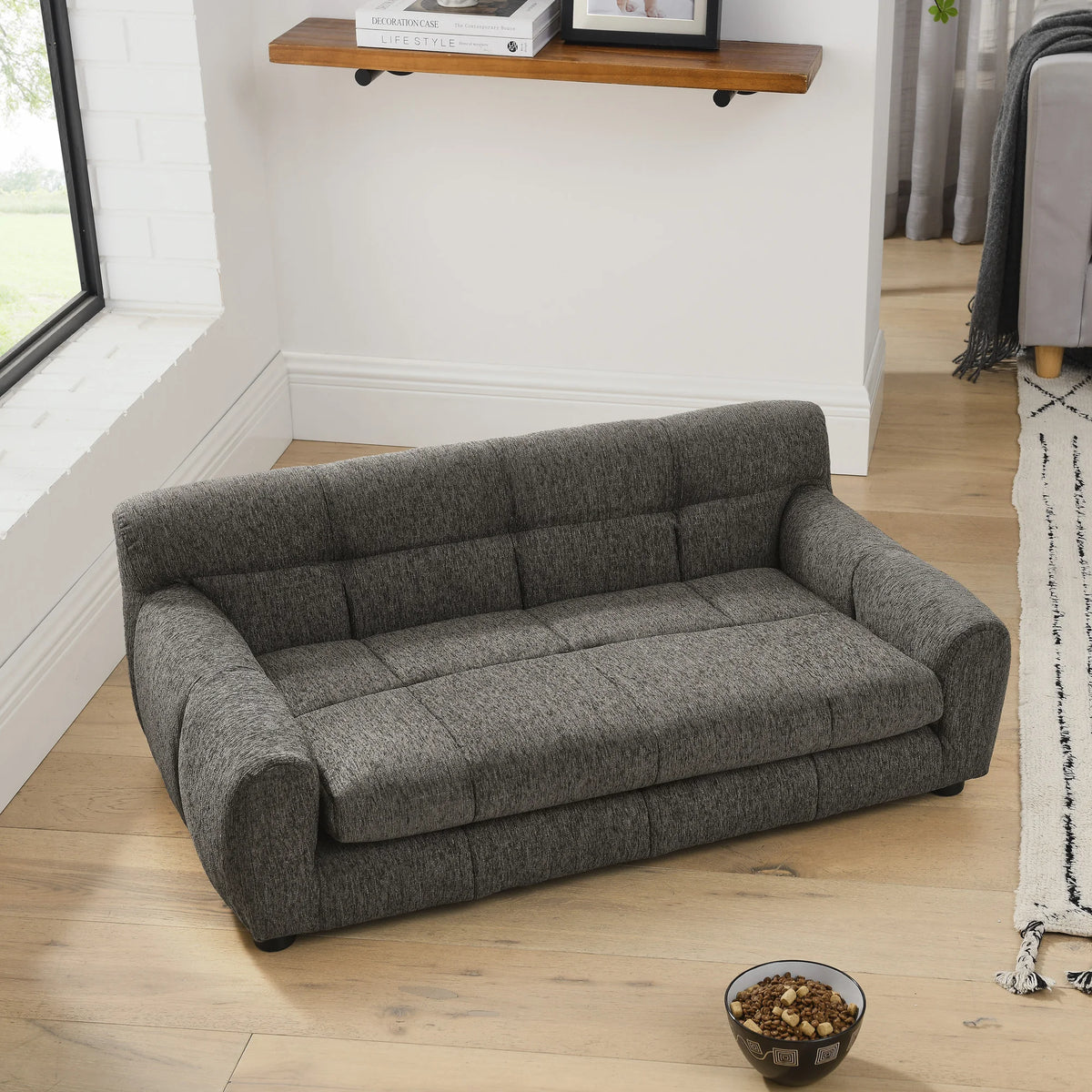 Breathable Linen Pet Sofa With Backrests And Armrests For Dogs