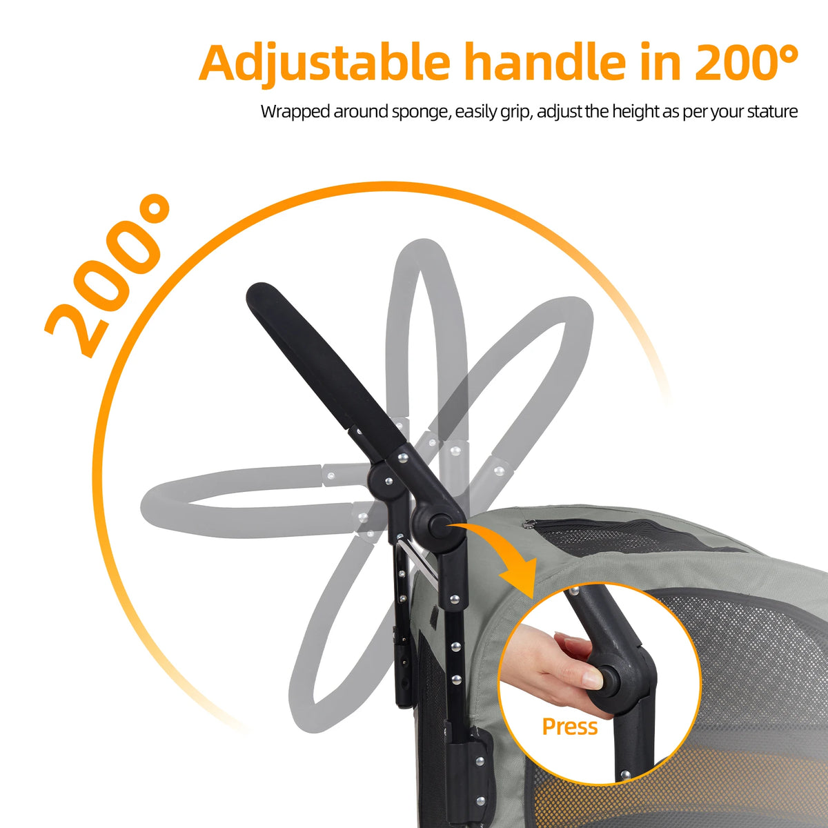 Portable Foldable Dog Stroller With Four Wheels For Pet Travel
