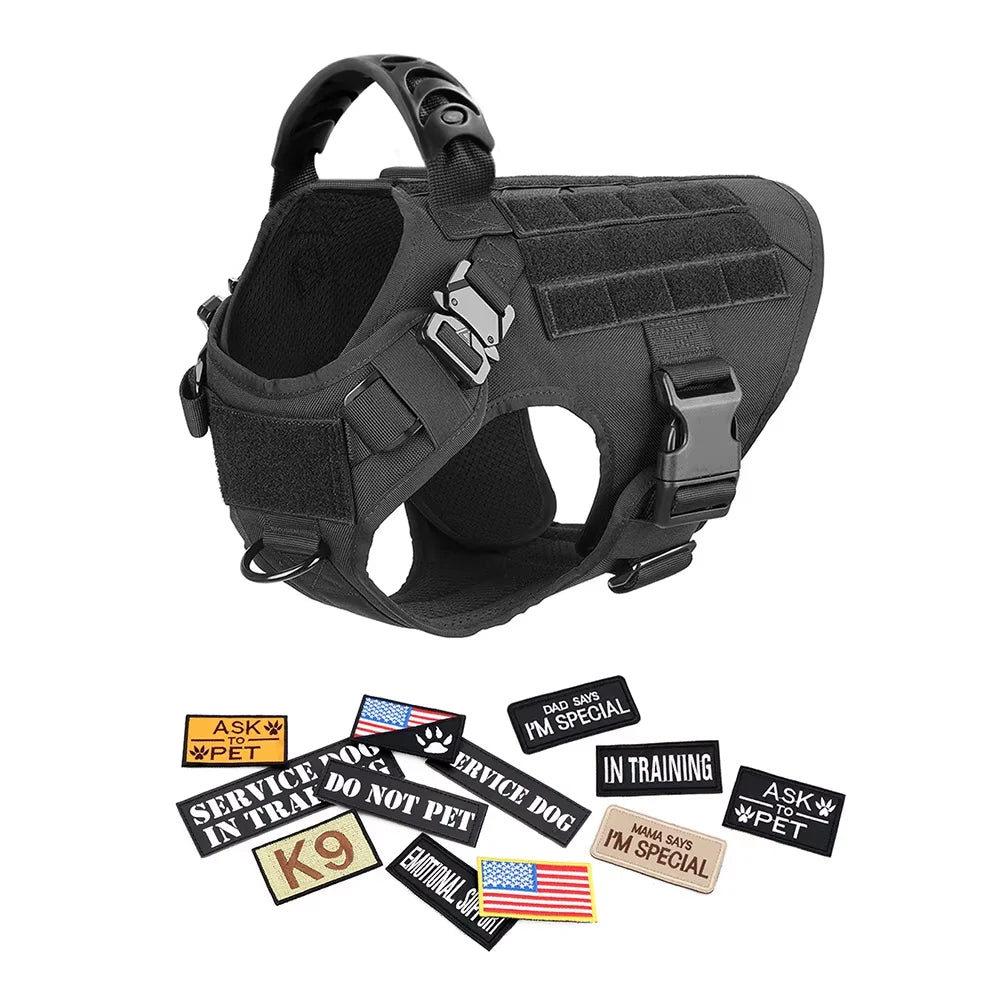 Petravel Padded Tactical Dog Harness Vest Set With Leash