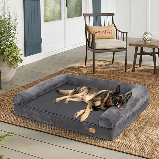 Bingopaw Orthopedic Bolster Dog Bed Waterproof Removable Cover Non Slip