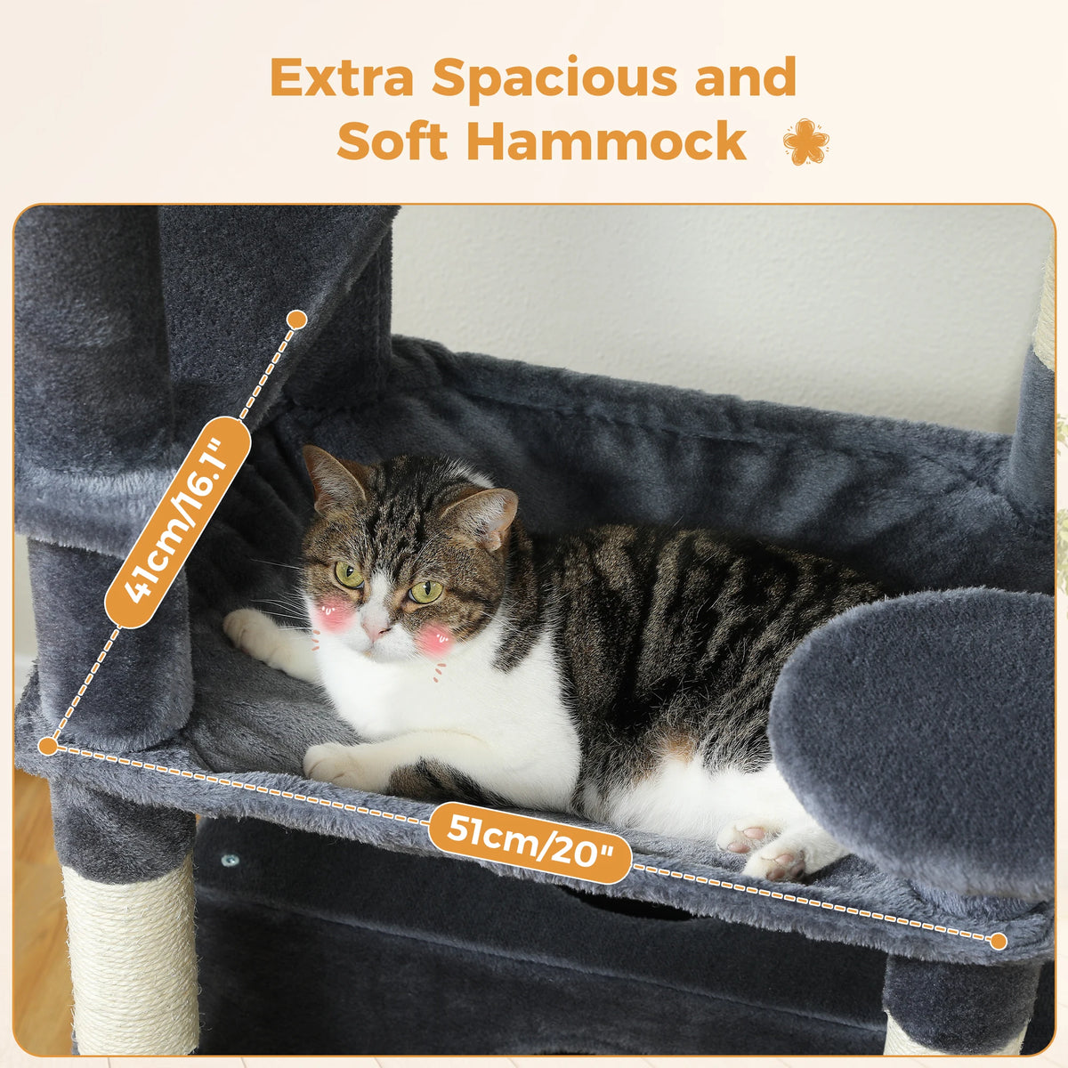 PAWZ Road Indoor Cat Tree Tower With Hammock And Scratch Posts