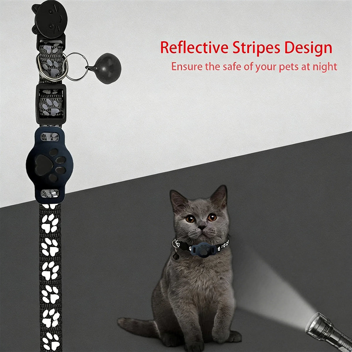 Reflective Breakaway Cat Collar With Paw Design Waterproof Anti-Lost