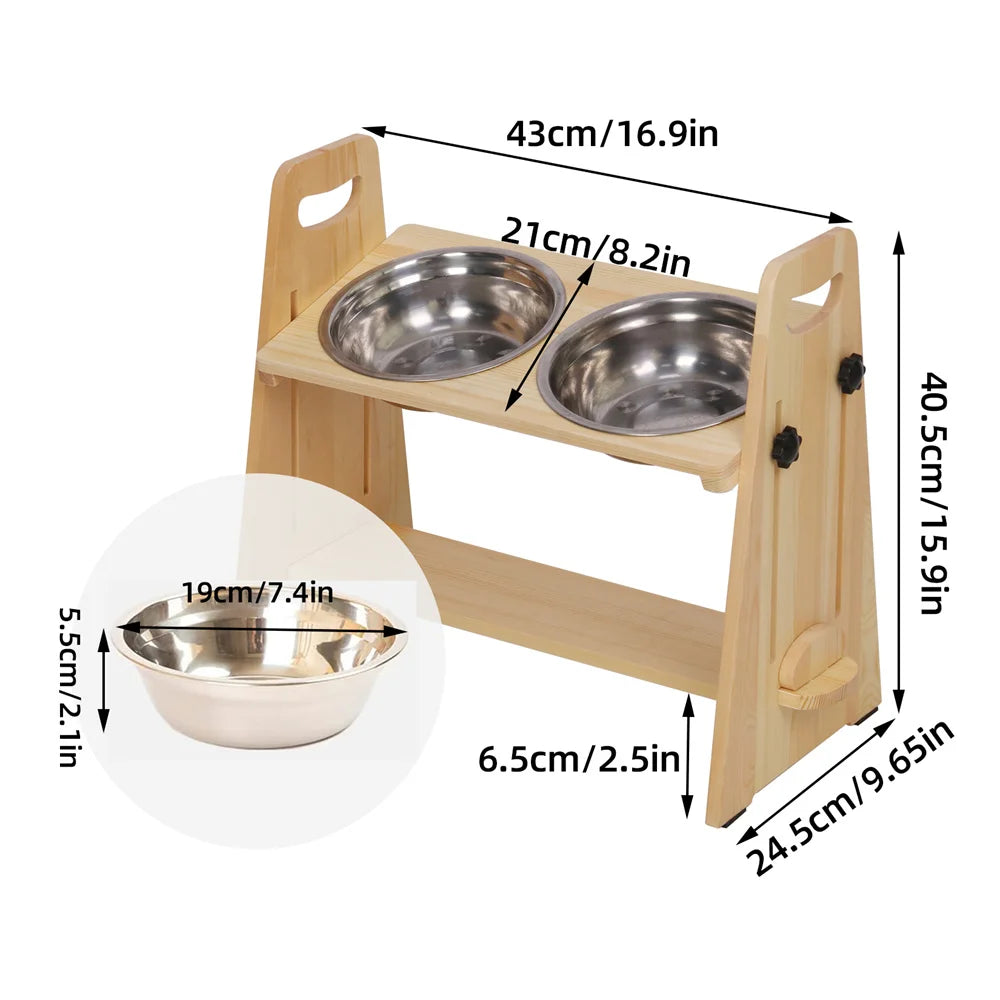 Height Adjustable Raised Stainless Steel Dog Bowl Stand