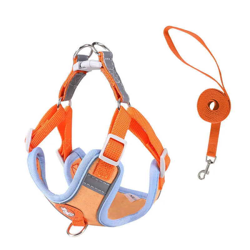 Adjustable Quick Release Dog Harness With Soft Webbing Leash