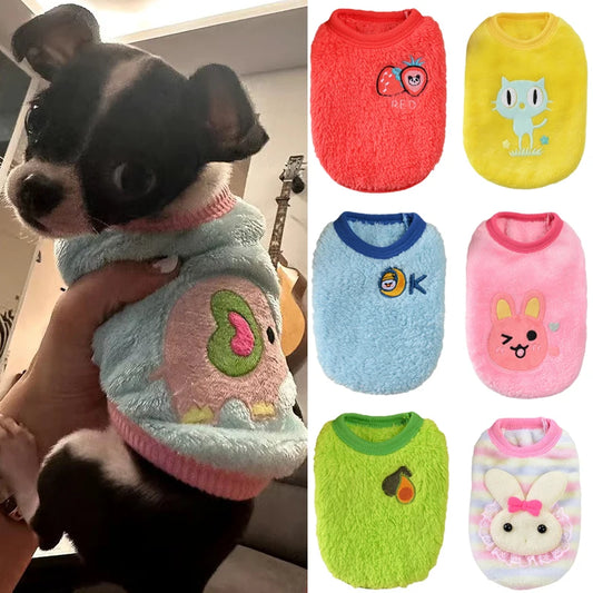 Cute Printed Fleece Sweater for Dogs in Autumn and Winter