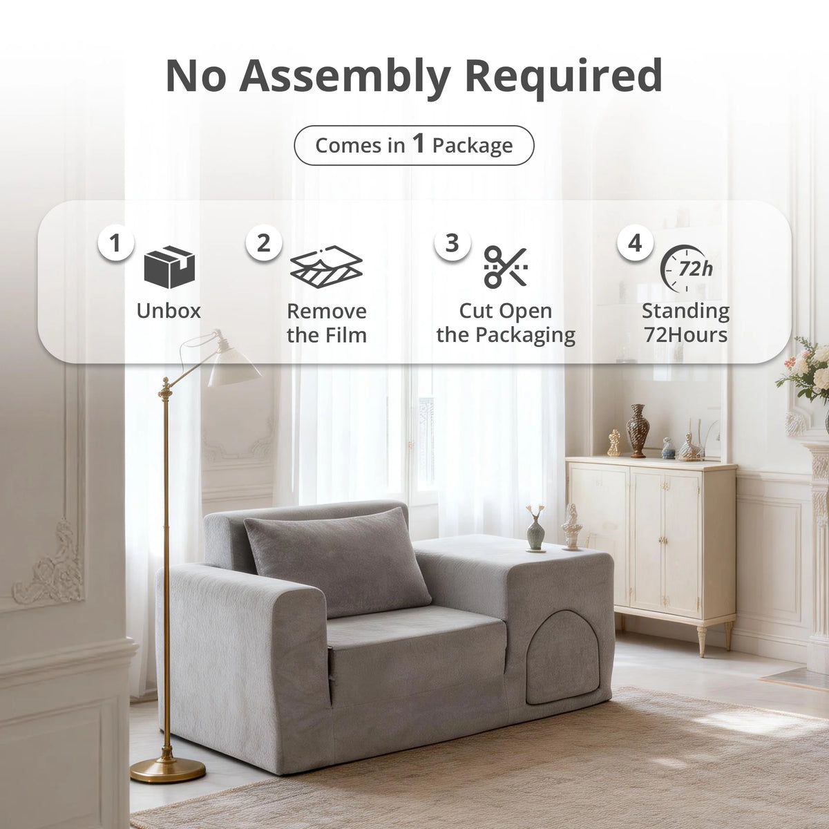 Multifunctional Sofa Bed With Ottoman And Easy Clean Fabric