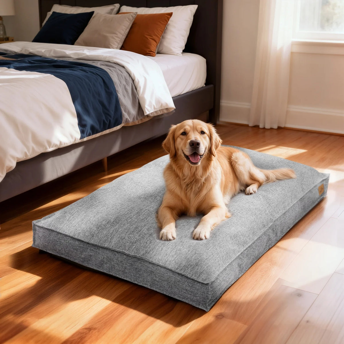 Bingopaw Waterproof Foam Dog Crate Bed With Linen Cover