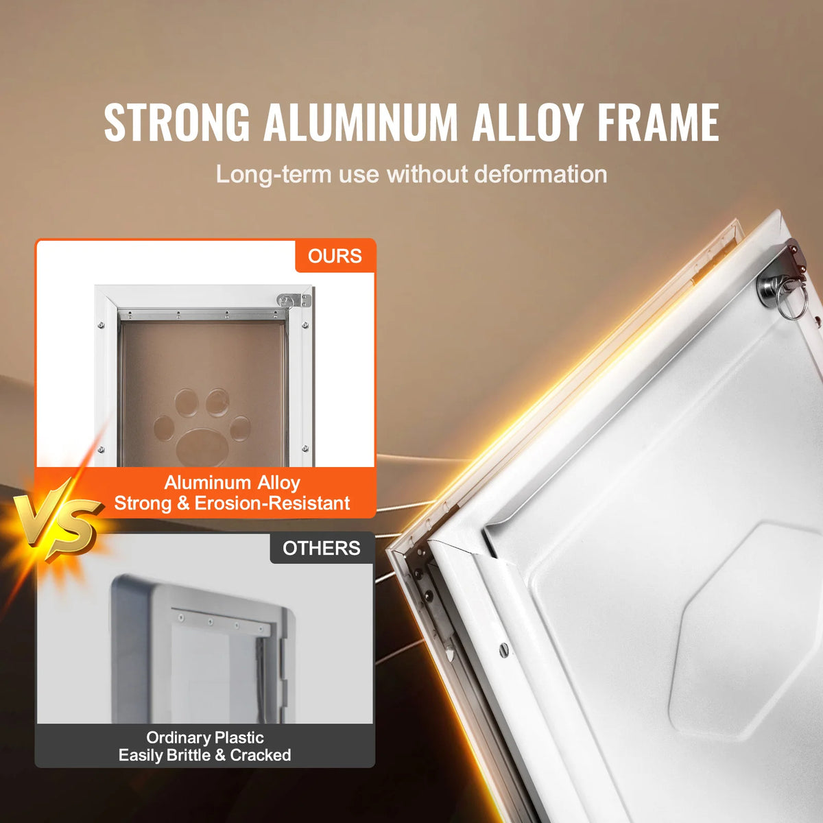 Weatherproof Aluminum Pet Door With Lock And Flexible Flap