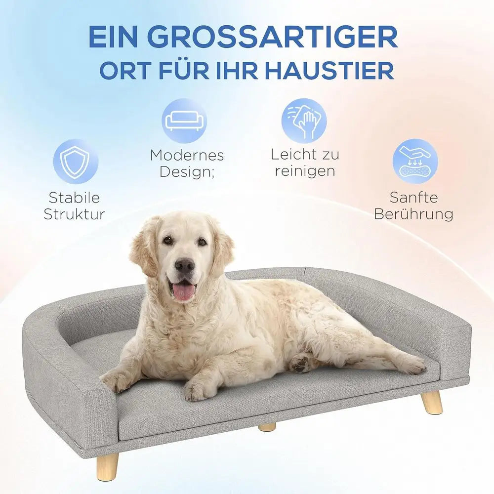 Luxury Dog Sofa Bed With Washable Cover And Wooden Legs