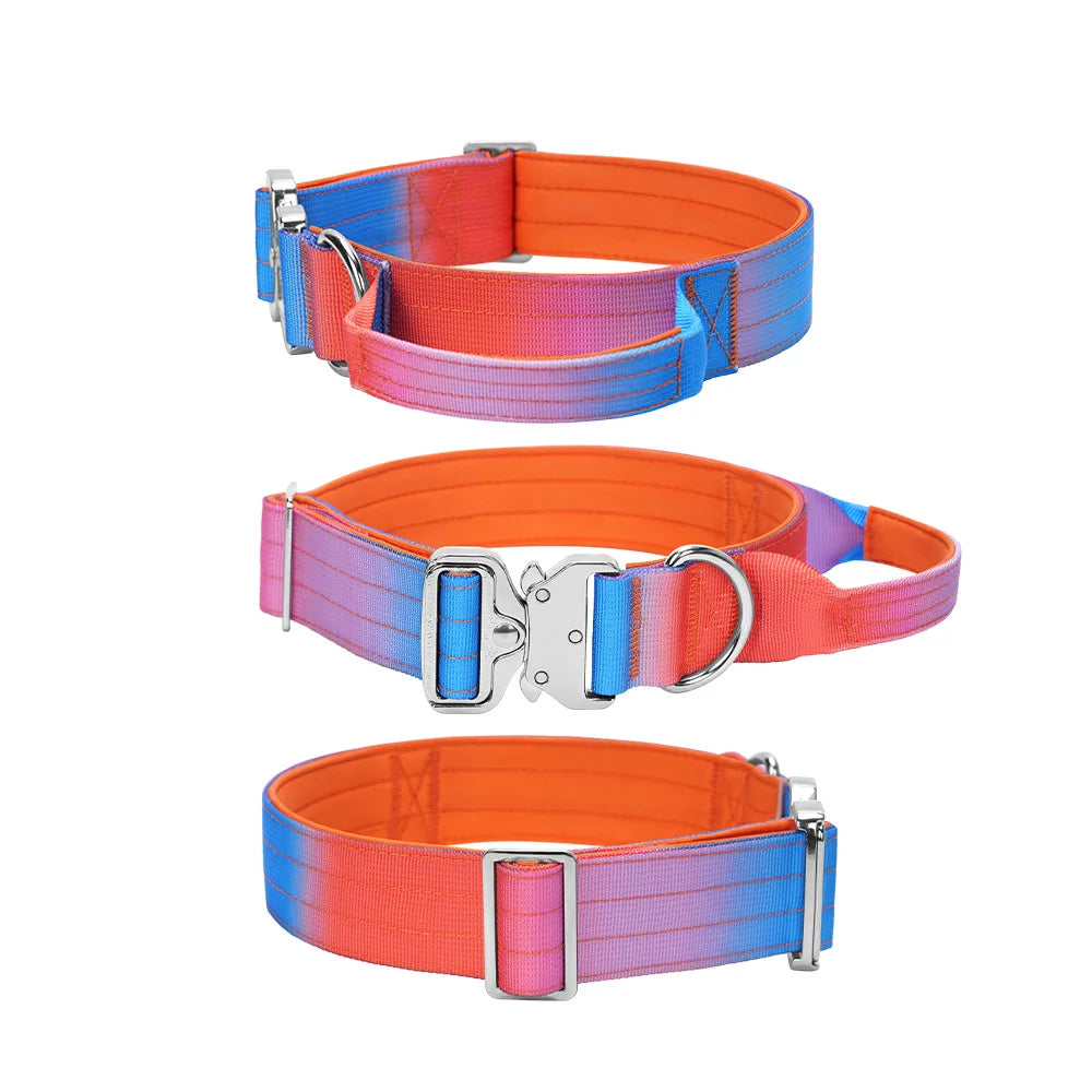 Heavy Duty Tactical Dog Collar With Handle Metal D Ring