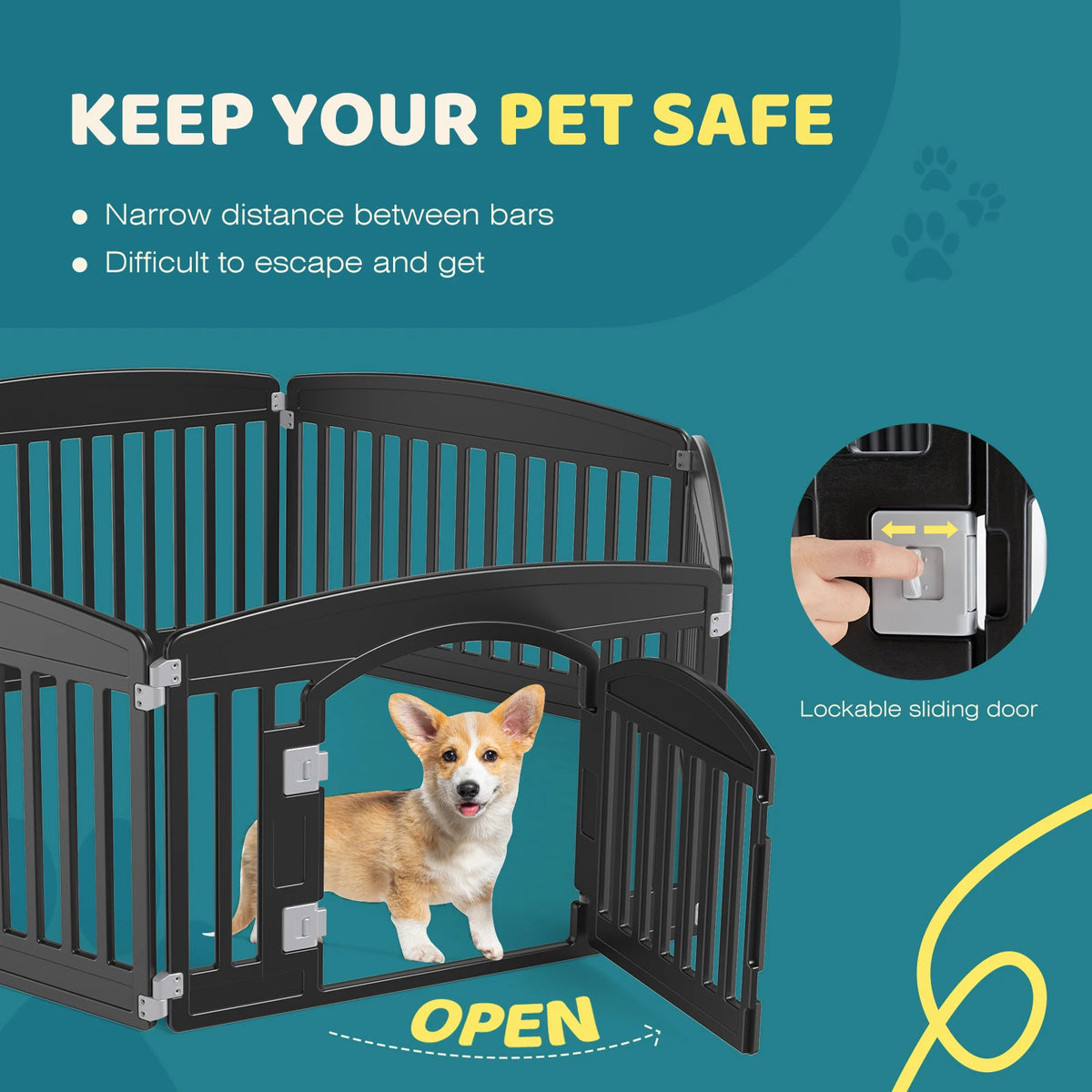 JHK Folding Dog Playpen Portable Plastic Fence Indoor Outdoor