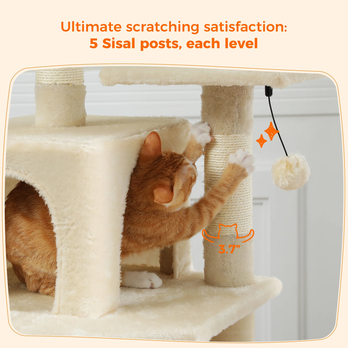PAWZ Road Indoor Cat Tree Tower With Hammock And Scratch Posts