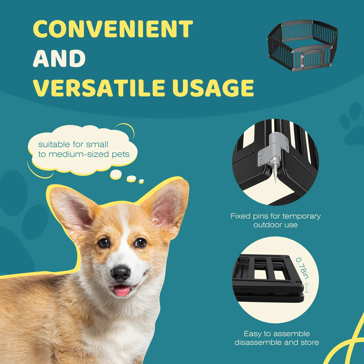 JHK Durable Plastic Dog Playpen For Indoor And Outdoor Use