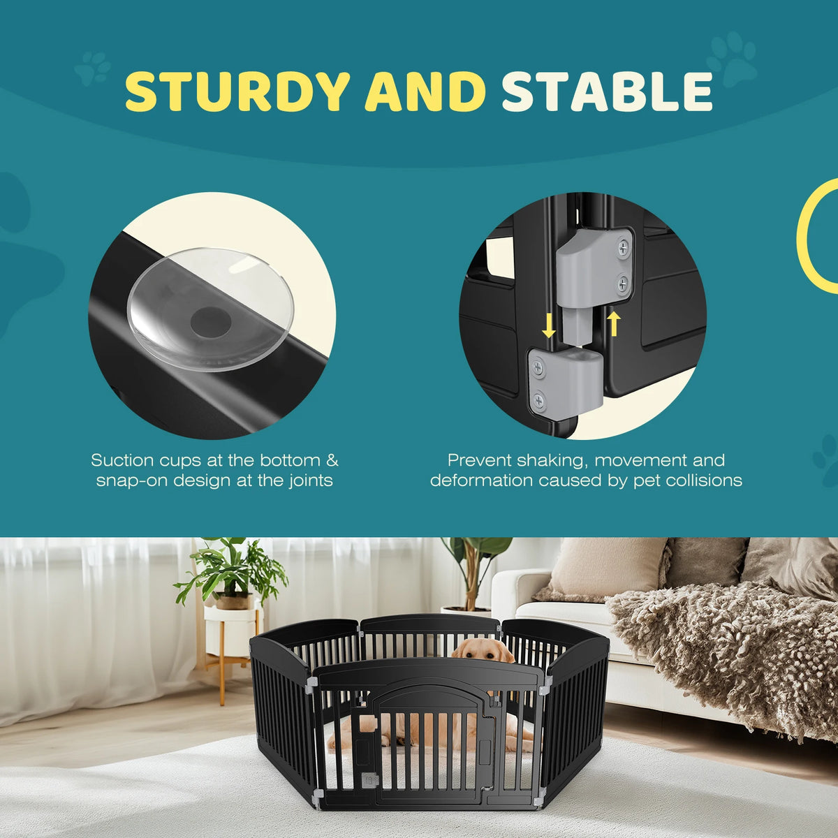 JHK Durable Plastic Expandable Folding Dog Playpen Fence