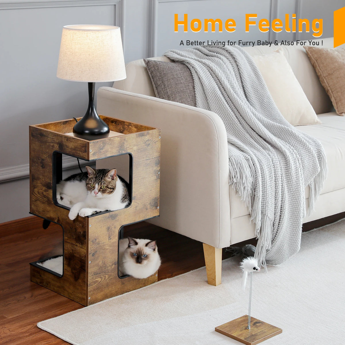 Pawz Road Modern Wood Cat Condo With Integrated Scratching Pad
