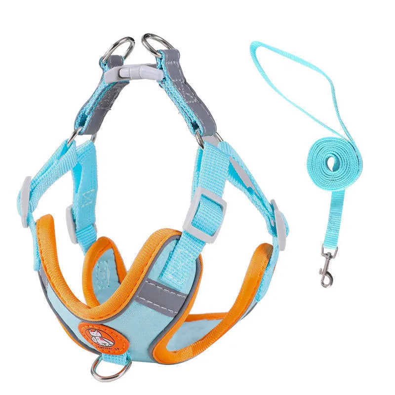 Adjustable Quick Release Dog Harness With Soft Webbing Leash