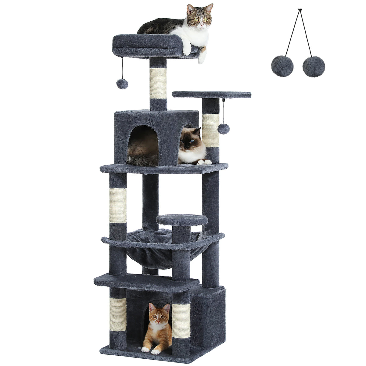 PAWZ Road Indoor Cat Tree Tower With Hammock And Scratch Posts